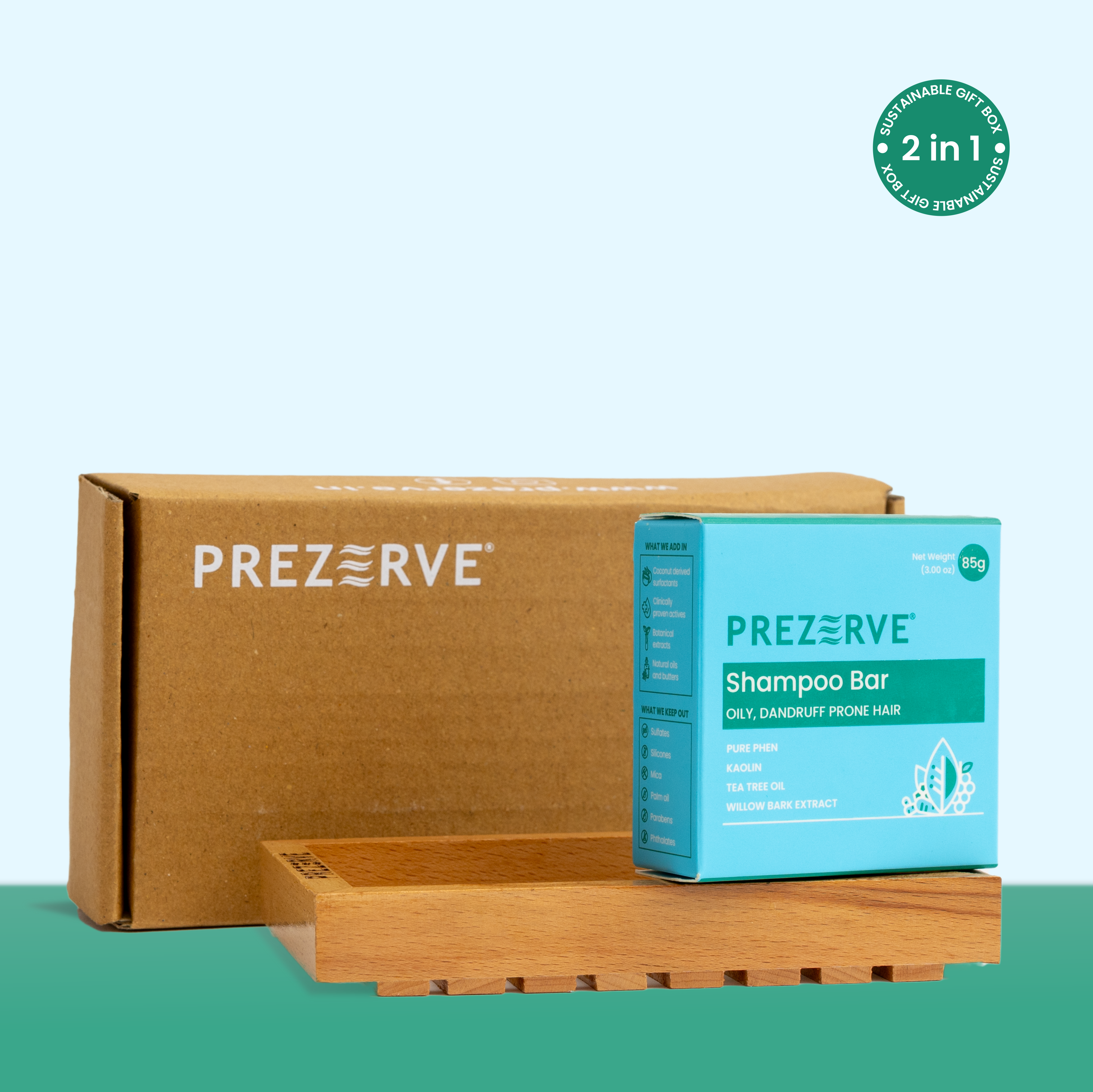 Prezerve Natural Clarifying Shampoo for Oily Hair &  Bamboo Soap Dish